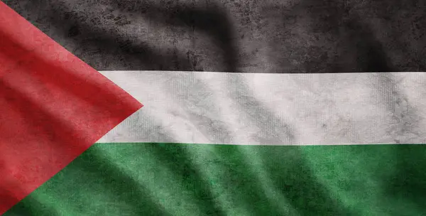 Weathered Flag Palestine Grunge Rugged Condition Waving — Stock Photo, Image