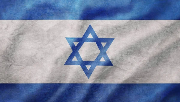 Ανεμοδαρμένη Σημαία Του Ισραήλ Grunge Τραχιά Κατάσταση Κυματίζει Εικόνα Αρχείου