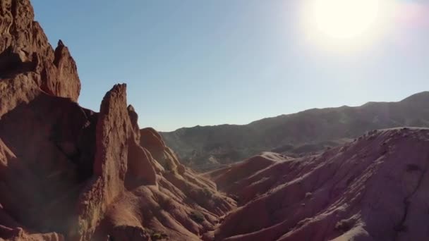 Red Canyon Fiery Tale Kyrgyzstan Flying Rocks Amazing Red Canyon — 图库视频影像