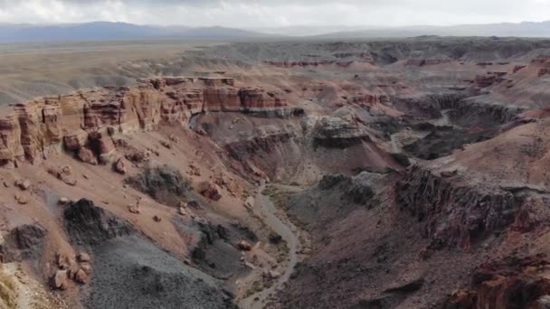 Park Narodowy Charyn Canyon Droga Wzdłuż Jednej Gałęzi Kanionu Czerwone — Wideo stockowe