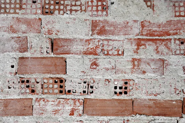 Кирпичная Стена Остаточной Штукатуркой Заднего Плана — стоковое фото