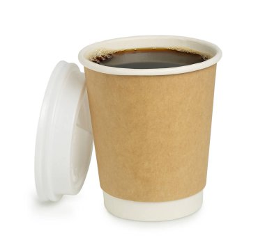 blank paper cup of coffee with lid isolated