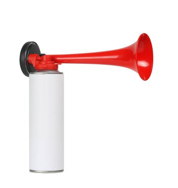 closeup of air horn metal can isolated