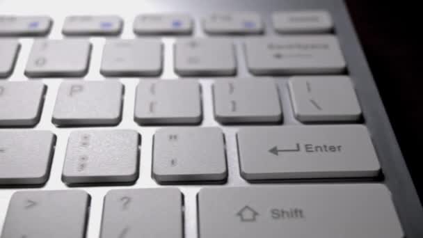 Sliding Footage White Keyboard Laptop Closeup — Vídeos de Stock