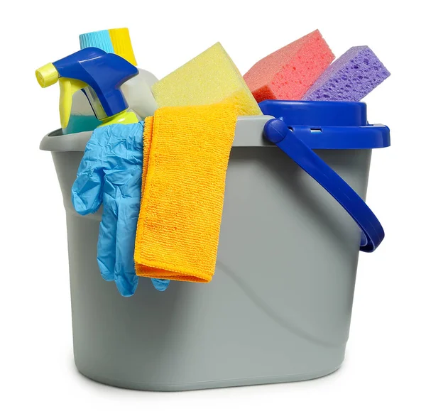 Bucket Cleaning Products Equipment Isolated — Stock Photo, Image