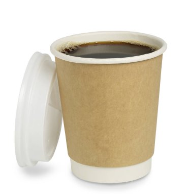 blank paper cup of coffee with lid isolated