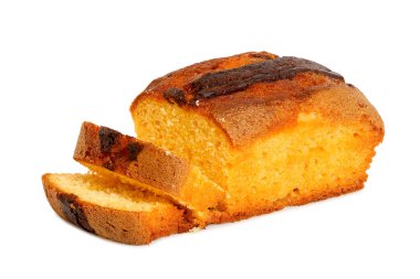 Evde dilimlenmiş kek.