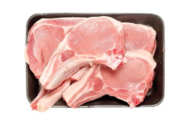 İzole edilmiş taze domuz bifteği.