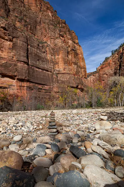 Virgin Nehri Nin Bir Kısmının Utah Zion Ulusal Parkı Ndaki Stok Resim