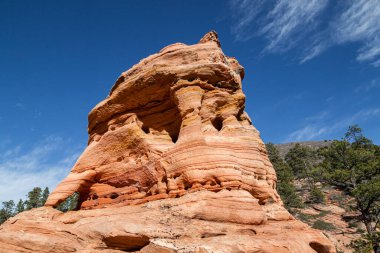 Utah, Zion Ulusal Parkı 'ndaki Kolob Terası' nın manzarasını süsleyen antik tortu kayaları zaman ve hava tarafından aşınarak eşsiz heykeller haline getirildi..