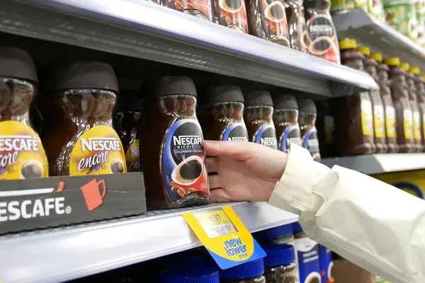 Woman Buying Nescafe Coffee Walmart Store Stock Picture
