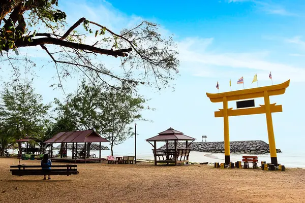 Wat Saton Sahildeki Deniz Manzarası Hua Sai Nakhon Thammarat Tayland — Stok fotoğraf
