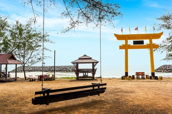 Wat Saton Templo Praia Vista Para Mar Hua Sai Nakhon — Fotografia de Stock