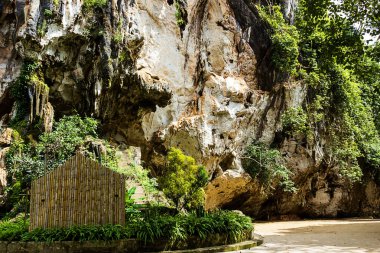 Phang-nga Tayland 'daki Wat Suwan Khuha tapınağının girişi.