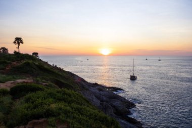 Best View Point Sunset Phrom Thep Cape in Phuket Thailand clipart