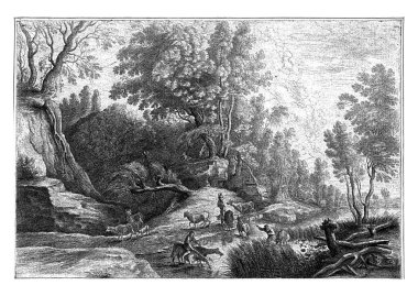 Ormanın kıyısındaki su kuyusunda atlar, inekler ve çobanlarıyla..