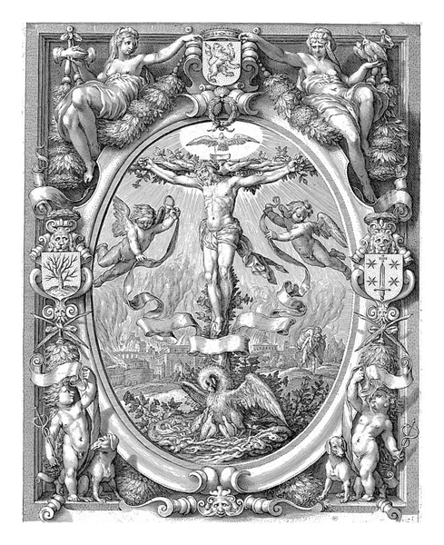 하를렘에 수사학 골트지 우스의 야코프 알레고리적 틀에서 십자가 — 스톡 사진