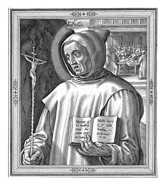 Sint Bruno Van Keulen Stichter Van Kartuizerorde Met Een Kruisbeeld — Stockfoto