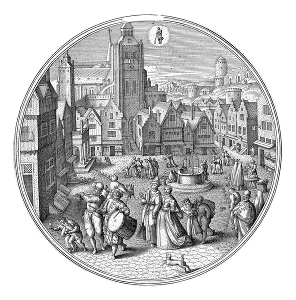 Januar Adriaen Collaert Nach Hans Bol 1578 1582 Rundrahmen Mit — Stockfoto