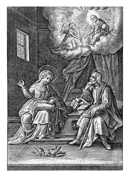 Mary Tells Joseph Annunciation Theodoor Galle Possibly 1581 1633 Mary — Stock Photo, Image