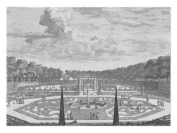 Heemstede城の正式な庭園 Heemstede城の大きな池 Heemstede城の庭のギャラリー 洞窟から見られる洞窟 アイザック ムケロン 1706 1719 4回の公演 — ストック写真