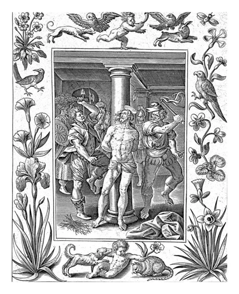 Flagellation Christ Antonie Wierix Naar Maerten Vos 1582 1586 Christus — Stockfoto