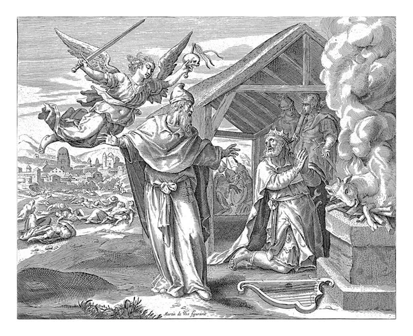Król Dawid Poświęca Się Bogu Widzi Anioła Śmierci Anonimowy Aegidiuszu — Zdjęcie stockowe