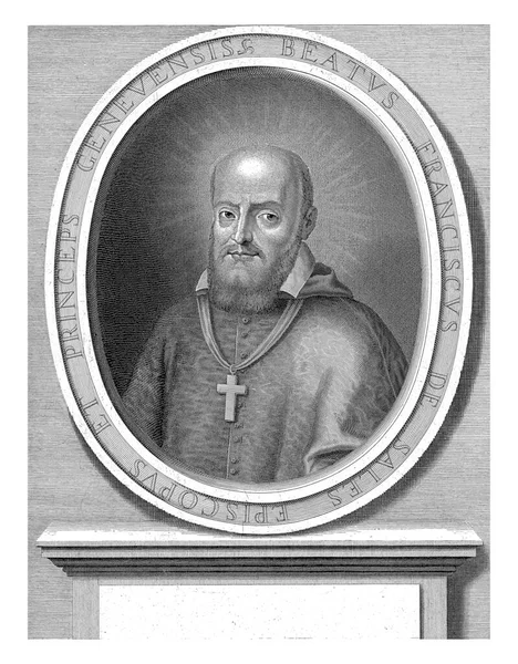 Portret Van Sint Franciscus Sales Met Een Aureool Achter Zijn — Stockfoto