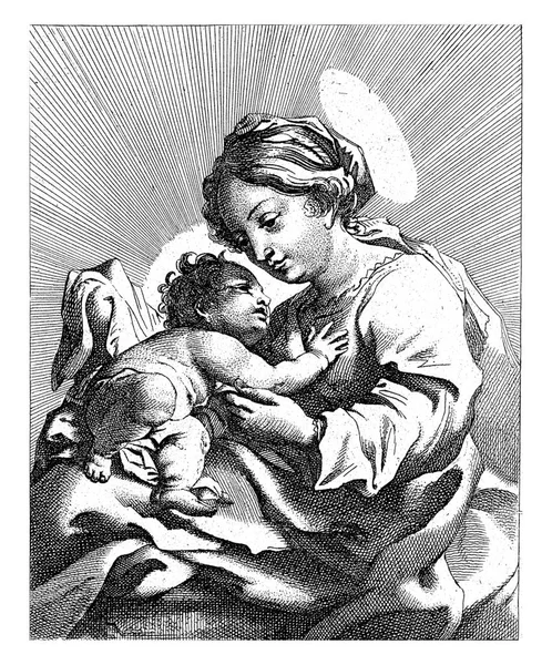 Cristo Bambino Giace Sulle Ginocchia Maria — Foto Stock