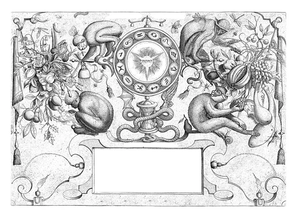 Znázornění Zvířat Rostlin Plodů Joris Hoefnagel Středu Kruhu Zvěrokruh Tetragramme — Stock fotografie
