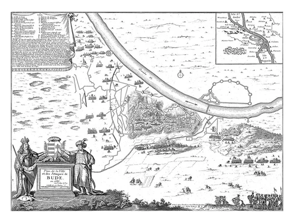 Carte Des Fortifications Autour Ville Hongroise Budapest Buda Pendant Siège — Photo