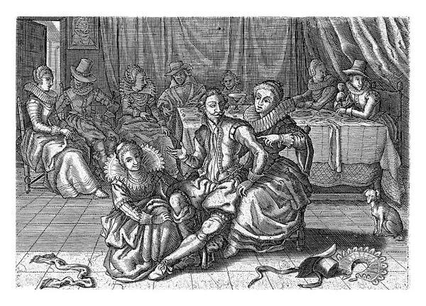 아드리안 뒤를이어 크리스티안 이라는 남자의 벗기고 1624 부차에서 미덕을 여자가 — 스톡 사진