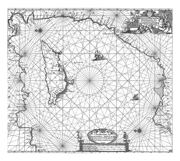 Mapa Paszportowa Wschodniej Części Morza Śródziemnego Cyprem Dwie Róże Kompas — Zdjęcie stockowe