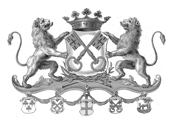 Widmung Mit Wappen Von Leiden Für Wappenkarte Der Vierziger Jahre — Stockfoto