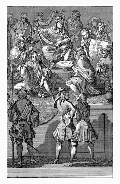 Przyjęcie Cornelis Bruyn Jako Nowego Członka Bentvueghels 1674 Caspar Luyken — Zdjęcie stockowe
