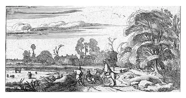 Jezdec Chodci Silnici Poblíž Lisse Esaias Van Velde 1645 Archivní — Stock fotografie