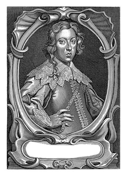 荷兰南部总督 奥地利的费迪南德的肖像画 在大篷车上 他的名字和出生日期都是拉丁文 — 图库照片