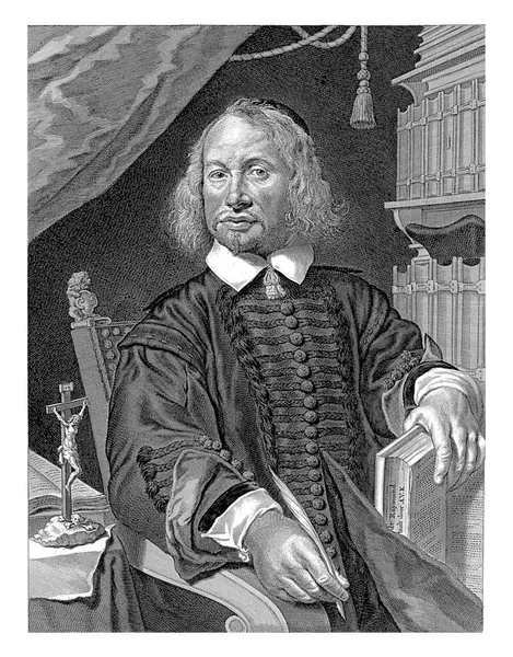Portrait Amsterdam Theologian Andreas Van Der Kruyssen Age Sitting His — Stock Photo, Image