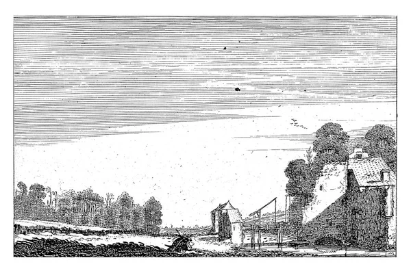 Ruiny Domu Drewnianym Mostem Krajobrazie Jan Van Velde 1616 Ruiny — Zdjęcie stockowe