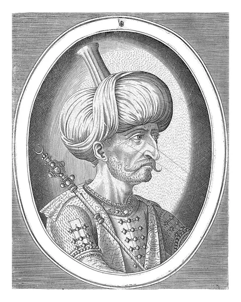 Biust Prawo Suleyman Wspaniały Owalu Jego Imieniem Tytułem Języku Łacińskim — Zdjęcie stockowe