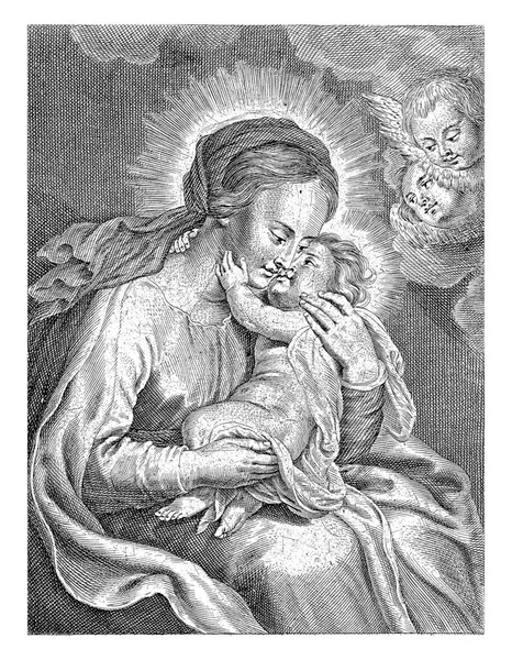 马利亚抱着基督的孩子坐着 — 图库照片