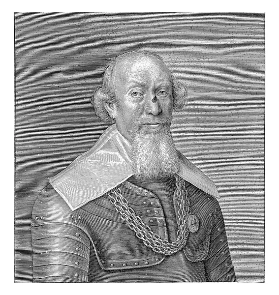 布洛克爵士的肖像 克里斯蒂安 范登皇后区 Crispijn Van Den Queborn 1635年威廉 布洛克爵士的肖像 1588年在苏格兰军队中担任上校 — 图库照片