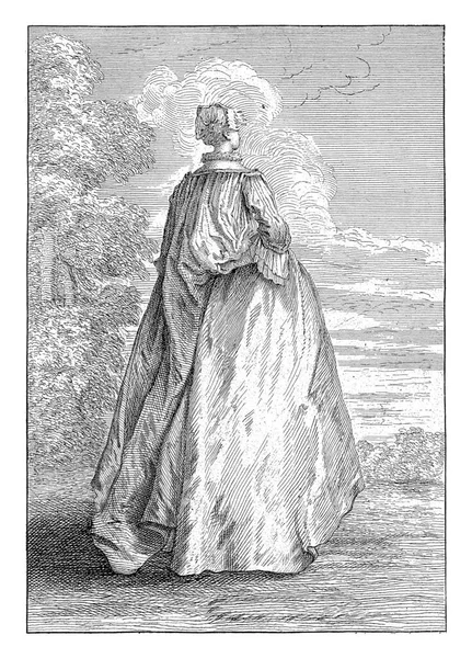 时尚与优雅 20世纪20年代的法国时装 1725年 站在后排的弗朗索瓦 奥克塔维安女士穿着1725年的法国时装 略微向右转 — 图库照片