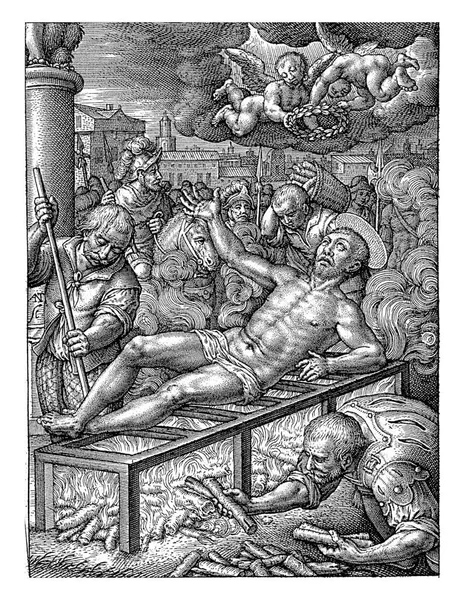 Męczeństwo Laurencjusza Antoniego Wierixa Iii Przypisywane Hieronimie Wierixie 1606 1619 — Zdjęcie stockowe