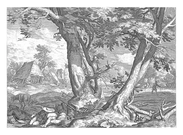 Krajobraz Wypełniony Drzewami Przypowieścią Siewcy Mat Prawej Diabeł Siał Chwasty — Zdjęcie stockowe