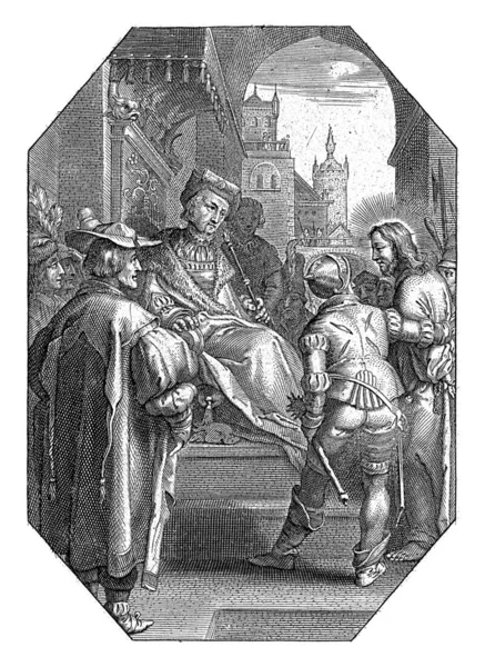 Kristus Před Králem Herodem Cornelis Galle 1586 1650 Kristus Přiveden — Stock fotografie