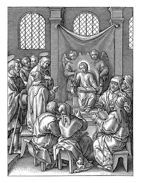 Христос Двенадцатилетний Храме Иероним Верикс 1563 1619 Года Христос Сидит — стоковое фото