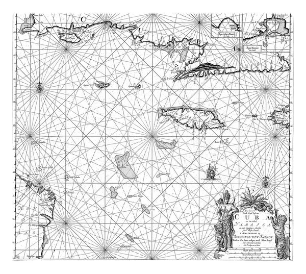 ジャマイカの南海岸のパスポートマップとジャマイカの湾の2つの入力マップ ヴィンテージ刻ま — ストック写真