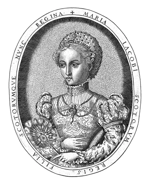Skoç Kraliçesi Mary Stuart Yarım Boy Solunda Isminin Unvanının Latince — Stok fotoğraf