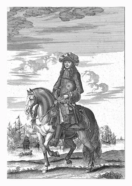 Portret Jeździecki Karola Król Anglii Jan Luyken 1685 — Zdjęcie stockowe